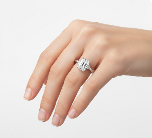 Radiant Cut Moissanite Engagement Ring With Side Stones