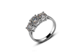 3 Stone Round-Cut Moissanite Engagement Ring, 4 Prong Setting