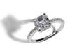 Asscher Cut Moissanite Engagement Ring, Solitaire with Side Accents