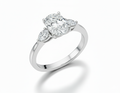 Oval Cut Moissanite Engagement Ring, 3 Stone Setting with Pear Side Stones