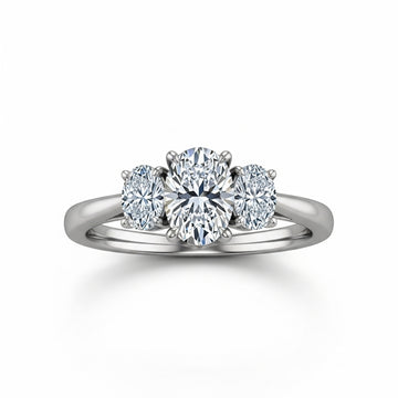 Oval Cut Moissanite Engagement Ring, Classic 3 Stone Setting