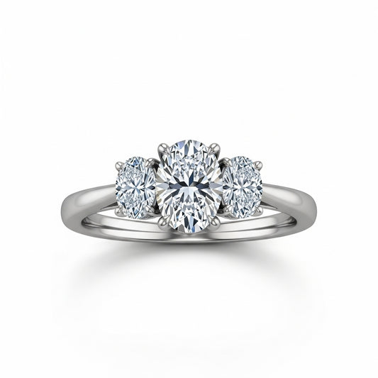 Oval Cut Moissanite Engagement Ring, Classic 3 Stone Setting