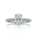 Oval Cut Moissanite Engagement Ring, Half Pave Band Setting