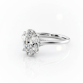 Oval Cut Moissanite Engagement Ring, Hidden Halo Prong Setting