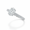 Oval Cut Moissanite Engagement Ring, Shoulder Set Pave Setting