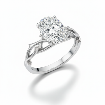 Oval Cut Moissanite Engagement Ring, Twig Band Style