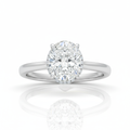 Oval Cut Moissanite Ring, Hidden Halo Design 4 Prong Setting
