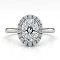 Halo Oval Cut Moissanite Engagement Ring in Tiffany Style