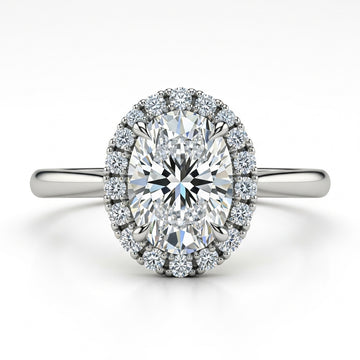 Halo Oval Cut Moissanite Engagement Ring in Tiffany Style