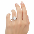 Oval Cut Moissanite Engagement Ring, Hidden Halo & Twisted Silver Band