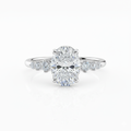 Oval Cut Moissanite Engagement Ring in Hidden Halo And Side Stones