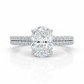Oval Cut Moissanite Engagement Ring in Shoulder Set Double Pave Setting