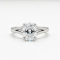 Oval Cut Moissanite Engagement Ring, Split Shank Prong Setting