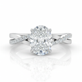 Oval Cut Moissanite Engagement Ring, Twisted Shoulder Set 
